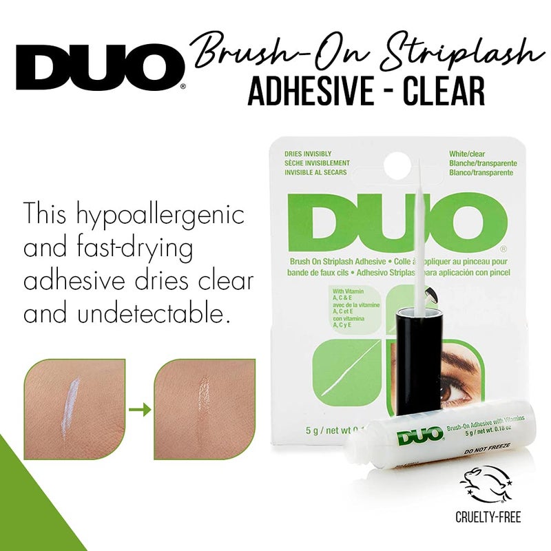 DUO Brush-On Clear Lash Glue â€“Waterproof Strip Lash Adhesive with Vitamins A, C & E, Long Lasting Eyelash Glue, 0.18 oz, 2 Pack - Image 3